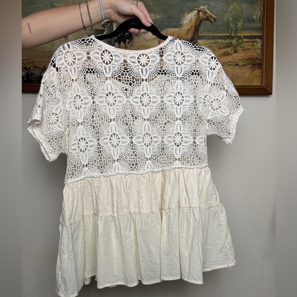 Altar’d state crochet cream peplum top size M - 100% cotton - Picture 5 of 5